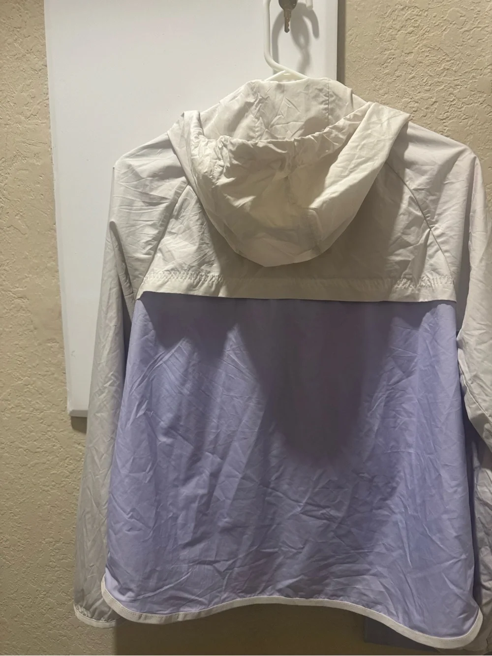 Nike Women's White and Lavender Colorblock Windbreaker Jacket